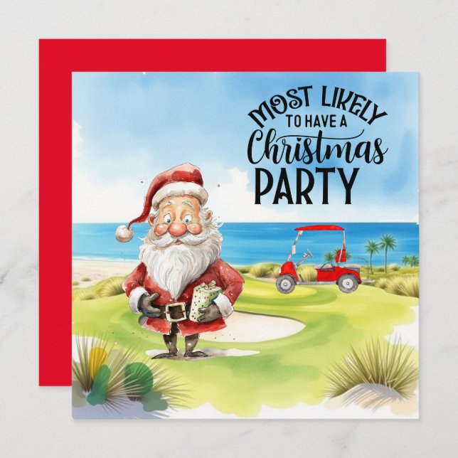 Golf Feliz Navidad con Santa jugando al golf (Anverso / Reverso)