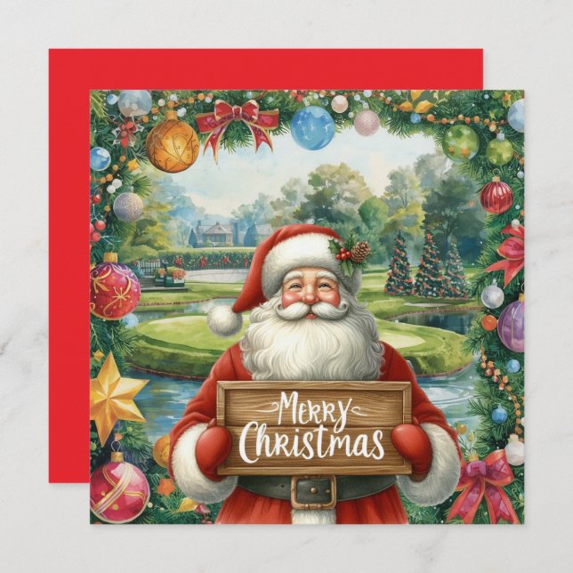 Golf Feliz Navidad con Santa jugando al golf (Anverso / Reverso)
