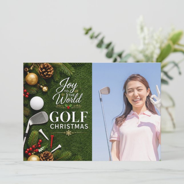 Golf Feliz Navidad con tu propia foto (Anverso de pie)