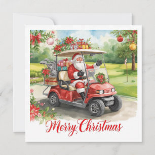 Golf Feliz Navidad Santa montando carrito de golf