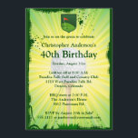 Golf Golf Golf Golf: 40ª Invitación por cumpleaños<br><div class="desc">Puedes personalizar todo el texto de esta 40ª invitación a la fiesta de cumpleaños temática del golf. Puedes cambiar el texto y el número en la parte delantera y usarlo para un cumpleaños 50, 60, 70 u otro. El diseño presenta un fondo amarillo brillante y verde de soleada con una...</div>