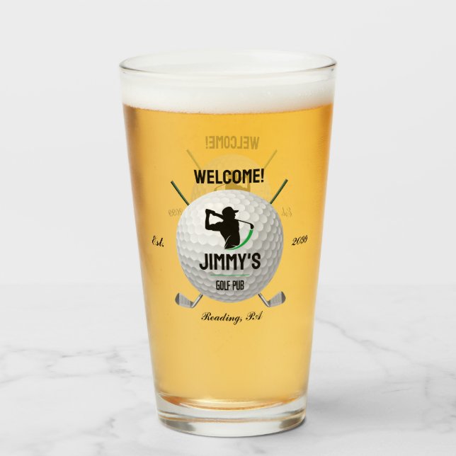 Golf Golf Golf Golfer Ball Clubs Beer Pint Glass (Anverso (lleno))