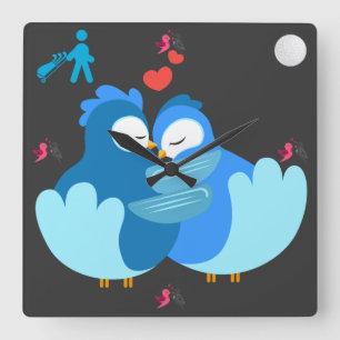 Golf golfer Aves en el reloj cuadrado de amor