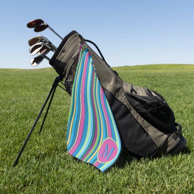 Golf Golfing Summer Stripes Purple Turquoise Toalla de  (Verde)