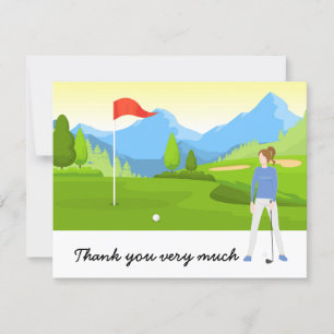 Golf Gracias carta con golfista en verde