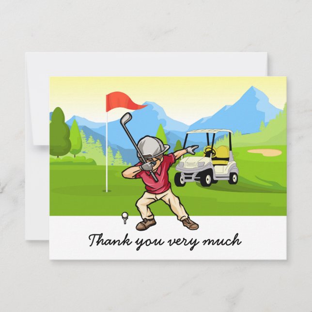 Golf Gracias carta con golfista en verde (Anverso)