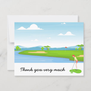 Golf Gracias carta con golfista en verde