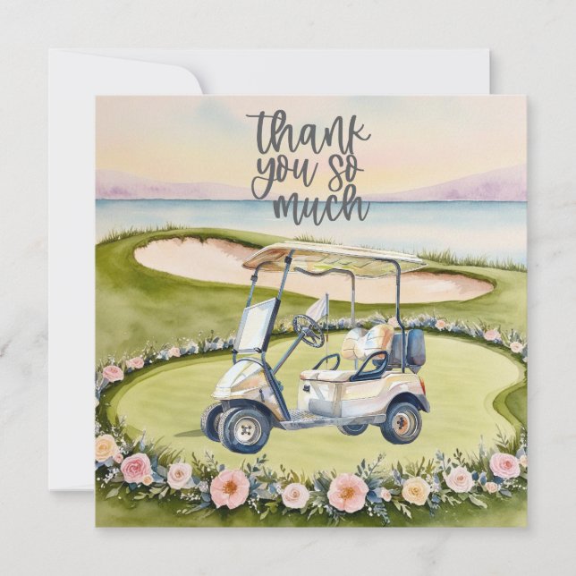 Golf gracias tarjeta campo de golf acuarela (Anverso)