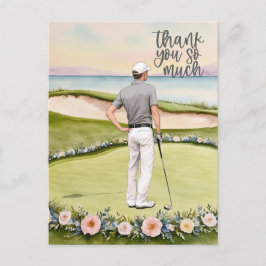 Golf gracias tarjeta campo de golf acuarela