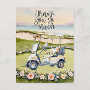 Golf gracias tarjeta campo de golf acuarela