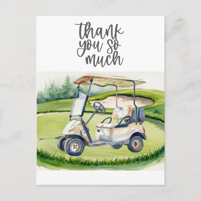 Golf gracias tarjeta campo de golf acuarela (Anverso)