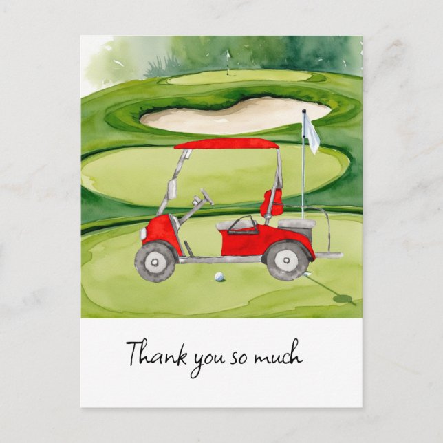 Golf gracias tarjeta campo de golf acuarela (Anverso)