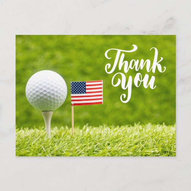 Golf Gracias tarjeta con bandera de América (Anverso)