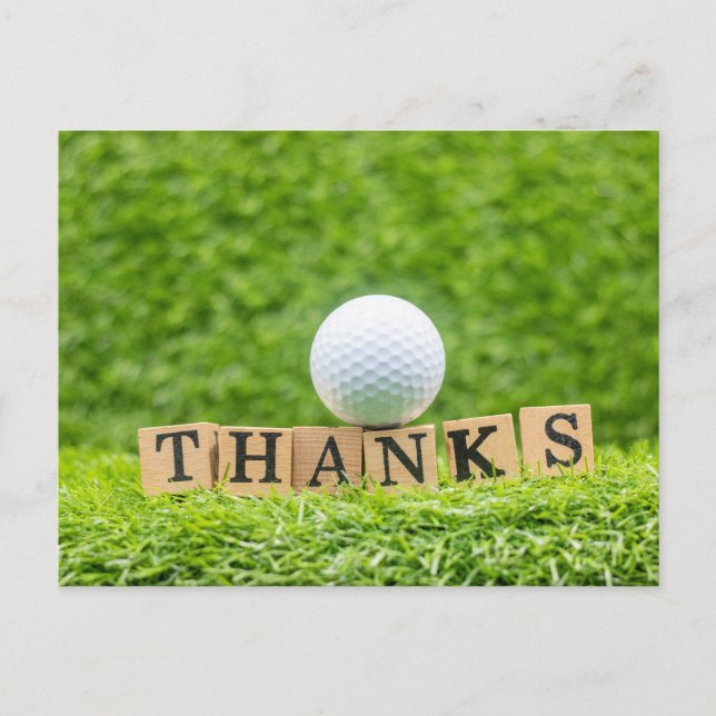 Golf Gracias tarjeta con bola de golf en el tee (Anverso)