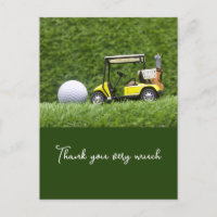 Golf Gracias tarjeta con bola de golf en verde