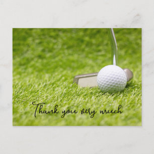 Golf Gracias tarjeta con bola de golf en verde