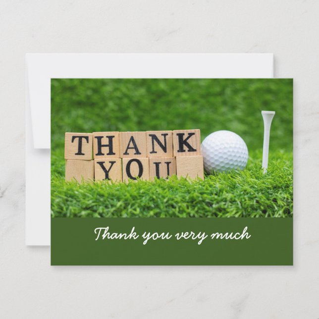 Golf Gracias tarjeta con bola de golf sobre césped (Anverso)