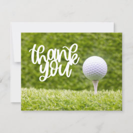 Golf Gracias tarjeta con bola de golf sobre césped