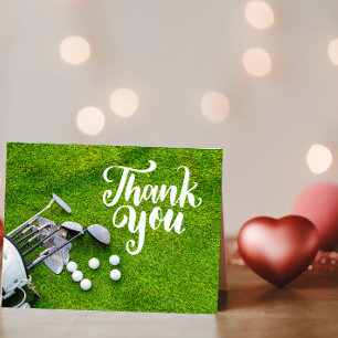 Golf Gracias tarjeta con bola de golf y amor de co