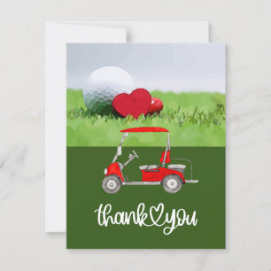 Golf Gracias tarjeta con bola de golf y amor de co