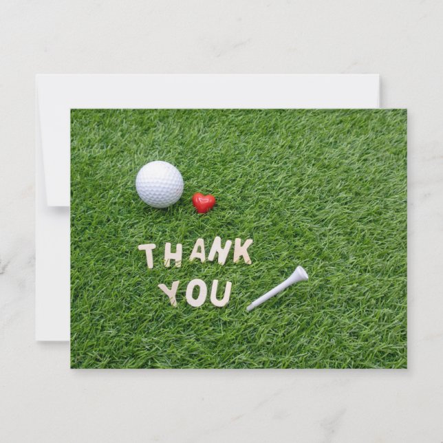 Golf Gracias tarjeta con bola de golf y tee (Anverso)