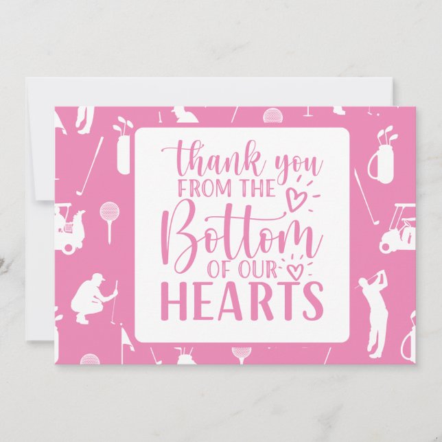 Golf Gracias tarjeta Tema rosa Mujer golfista (Anverso)