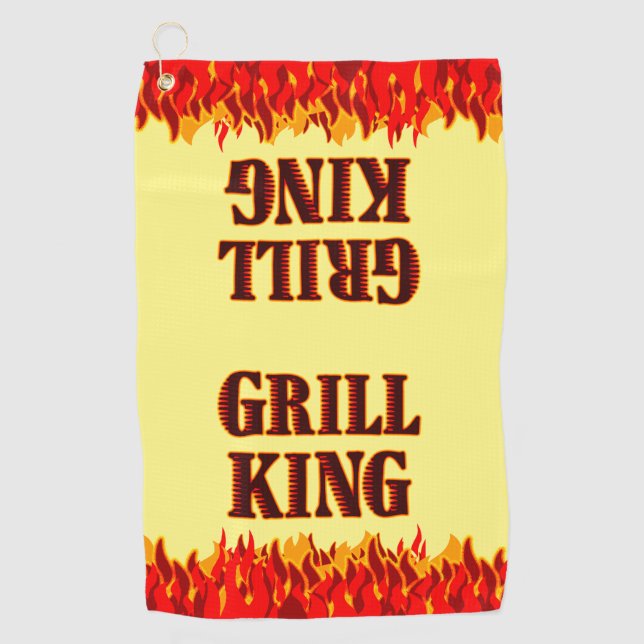 Golf Grill King Red Flames Toalla de barbacoa (Anverso)