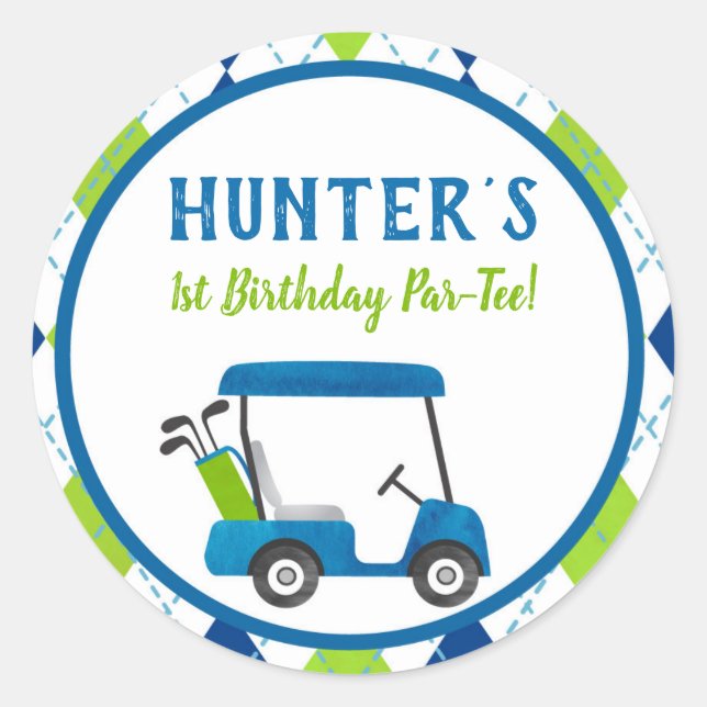 Golf Hole In One Birday Party Favor Pegatinas (Anverso)