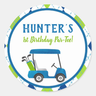 Golf Hole In One Birday Party Favor Pegatinas