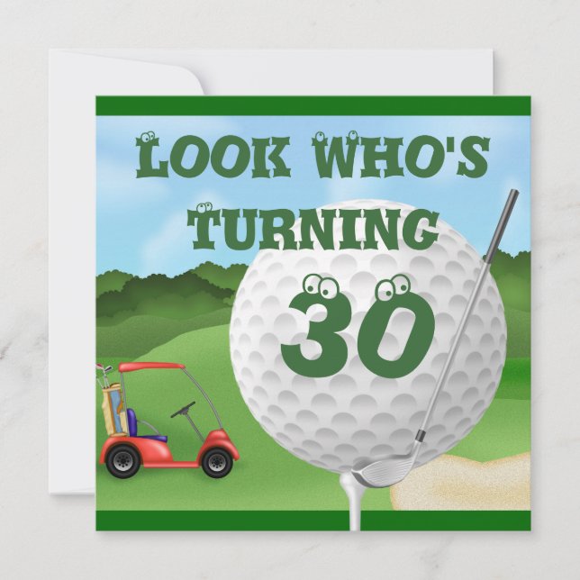 Golf la trigésima PLANTILLA de las invitaciones (Anverso)