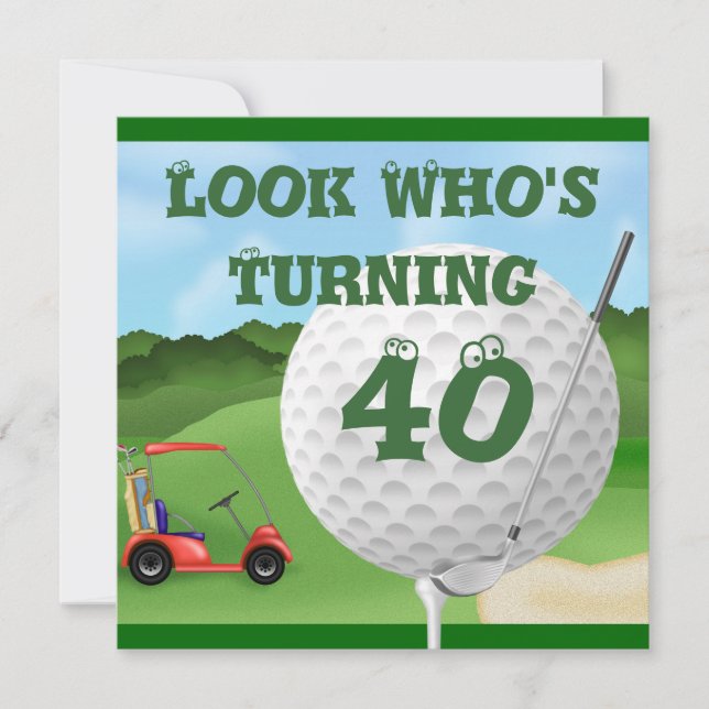 Golf las 40.as invitaciones del cumpleaños (Anverso)