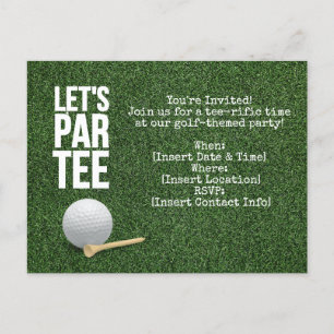 Golf Let's Par tee party de invitación con bola de
