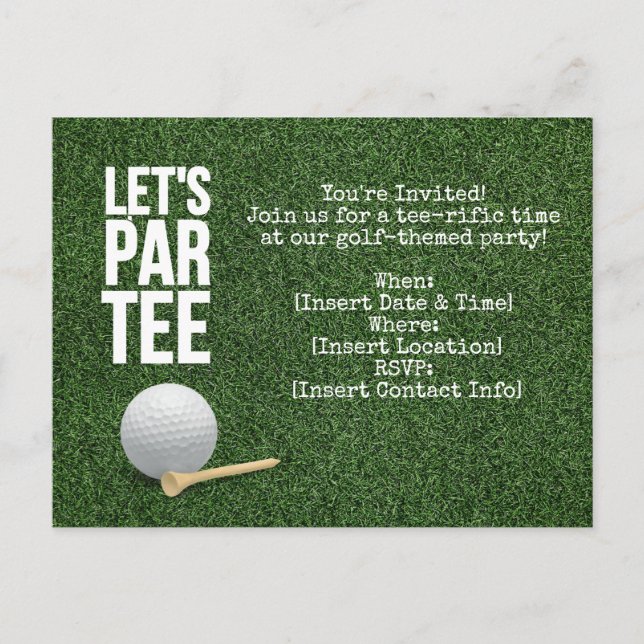 Golf Let's Par tee party de invitación con bola de (Anverso)
