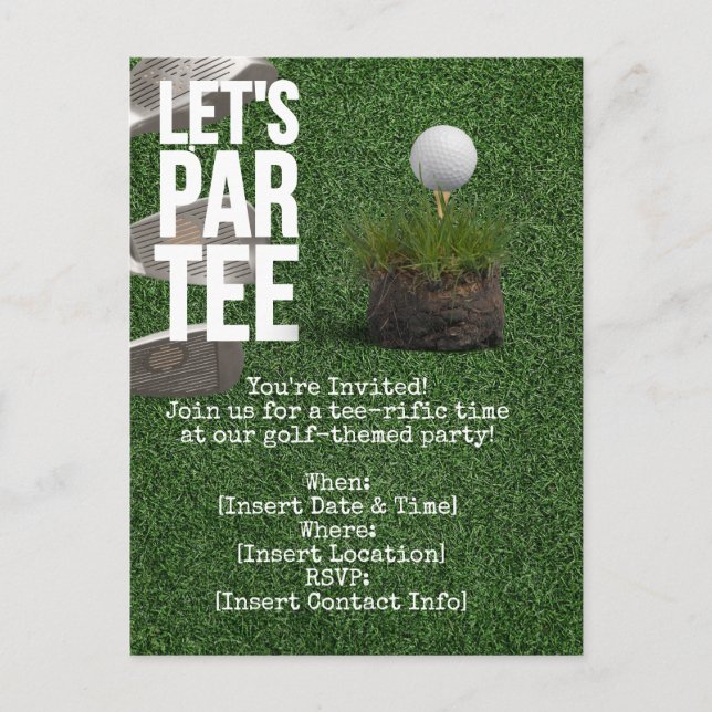 Golf Let's Par tee party de invitación con bola de (Anverso)