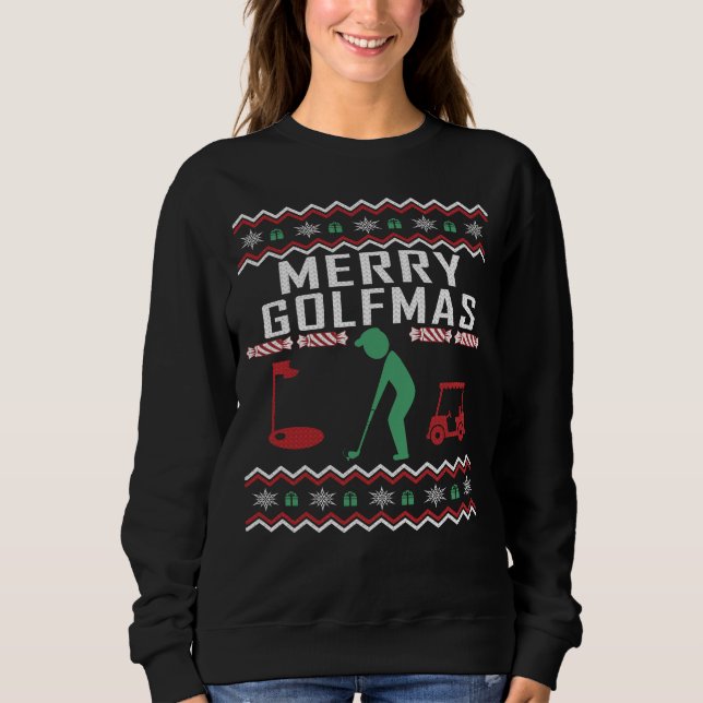 Golf Navidades feos Sweater Merry Golfmas (Anverso)