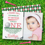 Golf PAR-TEE 1er cumpleaños Foto Gracias Tarjeta<br><div class="desc">Diga gracias con estilo con estas tarjetas de agradecimiento de moda de primer cumpleaños. La redacción de la plantilla es fácil de personalizar y su familia y amigos estarán encantados cuando reciban estas fabulosas gracias.</div>