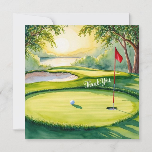 Golf poniendo verde con palabras de agradecimiento (Anverso)