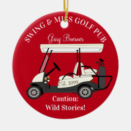 Golf Pub con Cart Golfer Ornamento de Navidad
