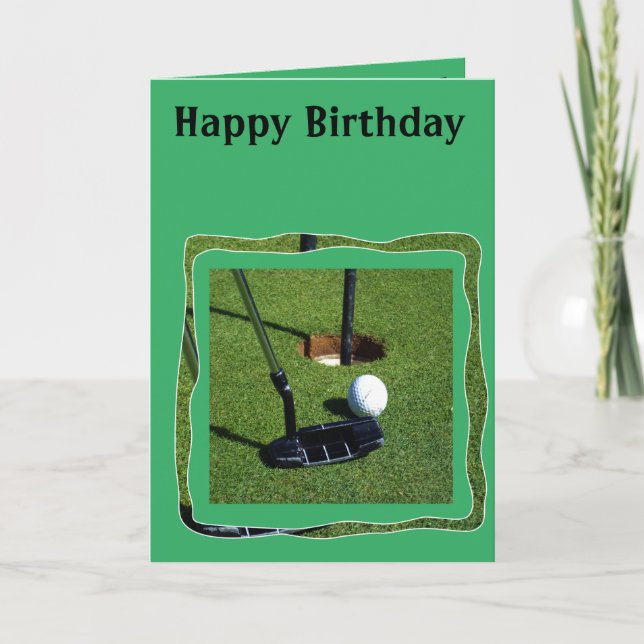 Golf Putter Listo Para Par, Tarjeta De Cumpleaños, (Anverso)