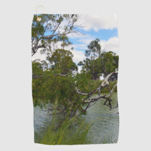 Golf Río Murray Australia, ramas de árbol, toalla de go