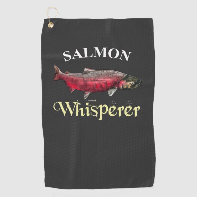Golf Salmon Whisperer Toalla de Pesca Oscura (Anverso)