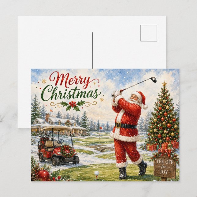 Golf Santa Claus Navidad jugando golf (Anverso / Reverso)