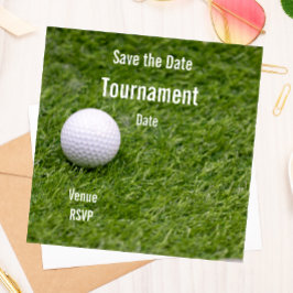 Golf Save the Date con la bola de golf en el céspe