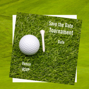 Golf Save the Date con la bola de golf en el céspe