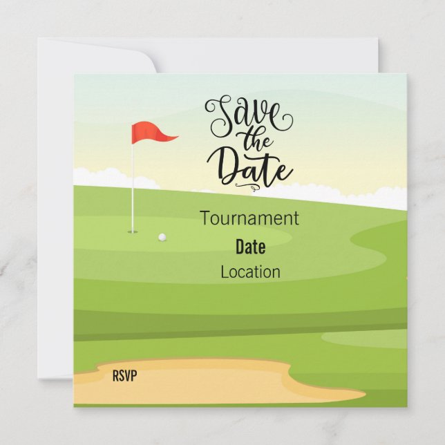 Golf Save the Date con la vista del campo de golf (Anverso)