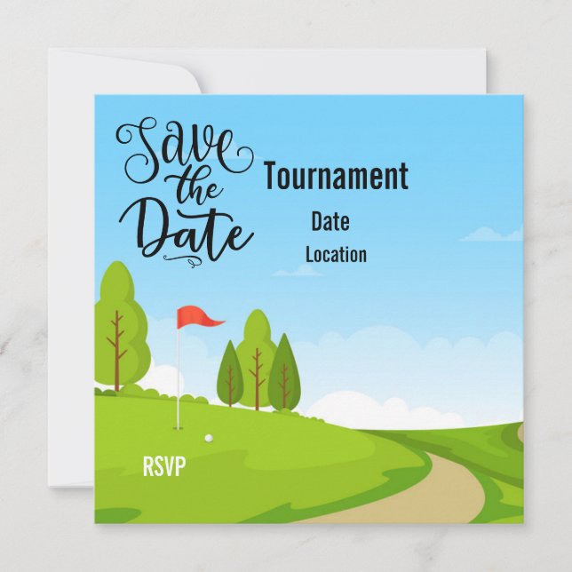 Golf Save the Date con la vista del campo de golf (Anverso)