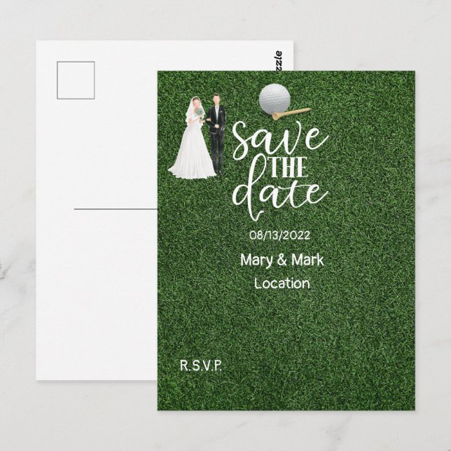 Golf Save the Date Wedding, invitación Golfer (Anverso / Reverso)