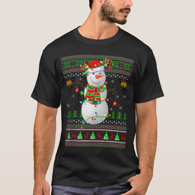 Golf Snowman Ugly Christmas Sweaters Golfing Golfe (Anverso)