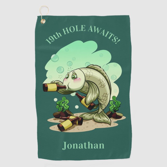 Golf Texto de los pescados y toalla de encargo de (Anverso)