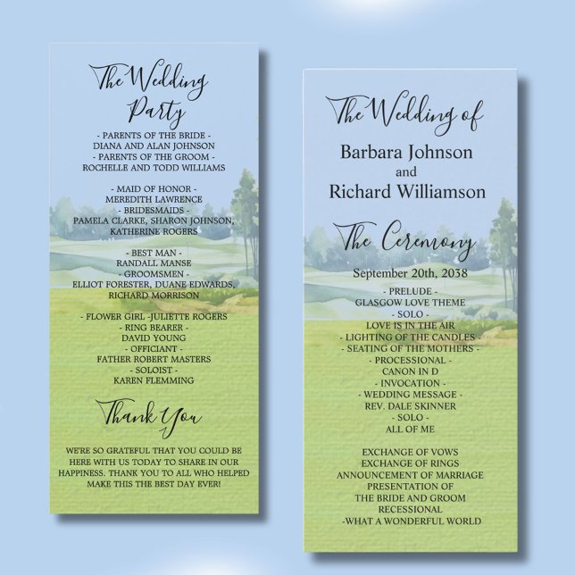 Golf Theme Wedding Order of Service Program (Subido por el creador)